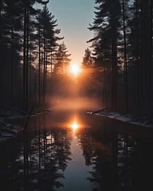Sonnenaufgang im Wald