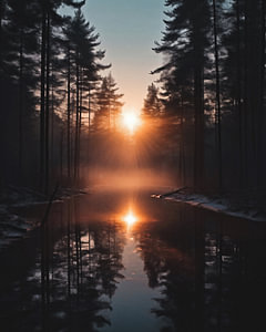 Sonnenaufgang im Wald