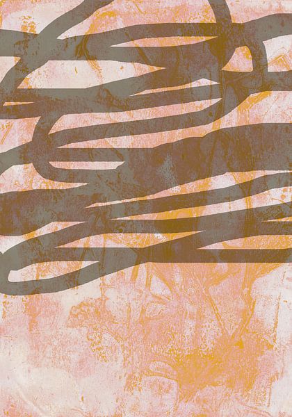 Abstract art in orange, pink and taupe. by Dina Dankers