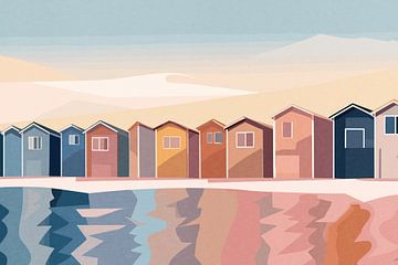 Kleurrijke Strandhuisjes van Patterns & Palettes