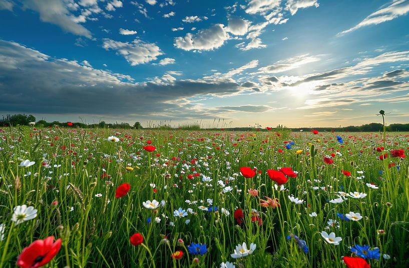 Veld met wilde bloemen van fernlichtsicht