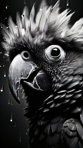 Vogelportret in zwart-wit minimalistische natuurkunst