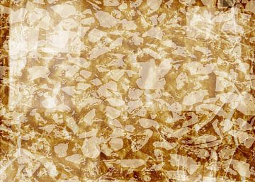 Echo's uit het bos. Botanisch abstract in donker oker. van Dina Dankers