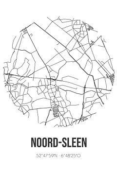 Noord-Sleen (Drenthe) | Carte | Noir et blanc sur Rezona