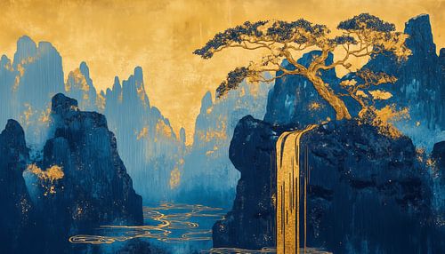 Panorama de la fontaine bleue dorée
