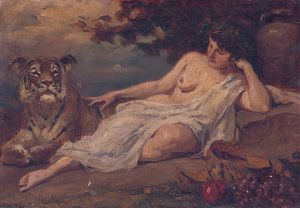 Július Éder, Weiblicher Akt mit Tiger, 1923