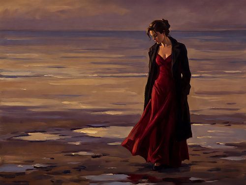 Eenzaamheid aan een reflecterende kust