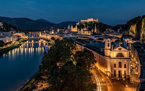 Salzburg in de avond, Oostenrijk