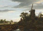 Landschaft mit einer Windmühle, Jacob van Ruisdael von Meisterhafte Meister Miniaturansicht