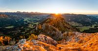 Sunset over the Allgäu Alps with view from Sorgschrofen
