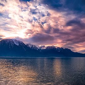 Zonsondergang op het meer van Yann Mottaz Photography