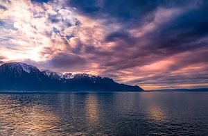 Coucher de soleil sur le lac sur Yann Mottaz Photography