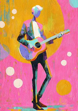 Man Gitaar | Colorful Music Vibes van De Mooiste Kunst