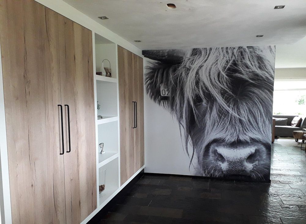 Portrait Scottish Highlander Schwarzweiss  von Sandra van Kampen 