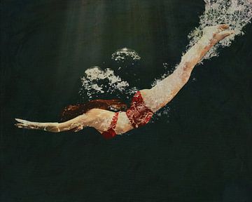Fille plongeant Une peinture d'art par Jan Keteleer sur Jan Keteleer