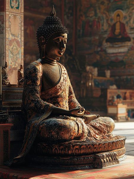 Meditierender Buddha in Tempelumgebung von Poster Art Shop