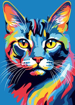 Chat Animal WPAP Pop Art Color Style sur Qreative