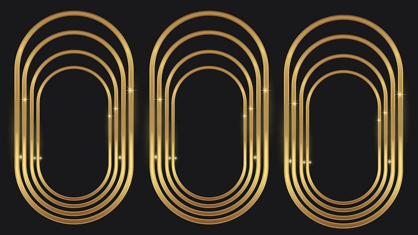 Golden balance art deco geometry by Mad Dog Art