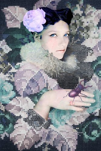 Luca, vergrijsde tinten paars en groen, zacht roze, antraciet en zwart (serie van 4)