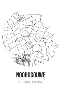Noordgouwe (Zeeland) | Karte | Schwarz und Weiß von Rezona
