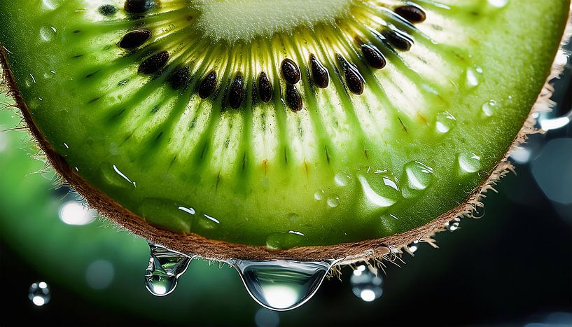 Gedetailleerde close-up van een verse kiwi van Mustafa Kurnaz