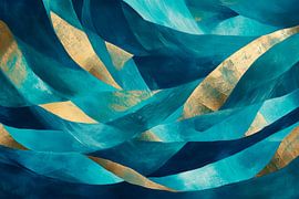 Vagues abstraites en bleu et or sur Poster Art Shop