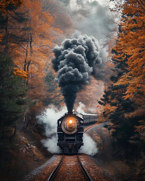 Historischer Zug im Herbstwald von fernlichtsicht