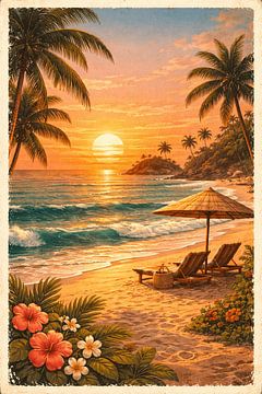 Sonnenuntergang am Strand Landschaft Wandkunst von TepakTepok