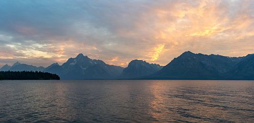 Parc national de Grand Teton, États-Unis, coucher de soleil Lac Jackson
