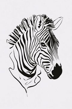 Abstracte zwart-witte zebra lijntekening van De Muurdecoratie