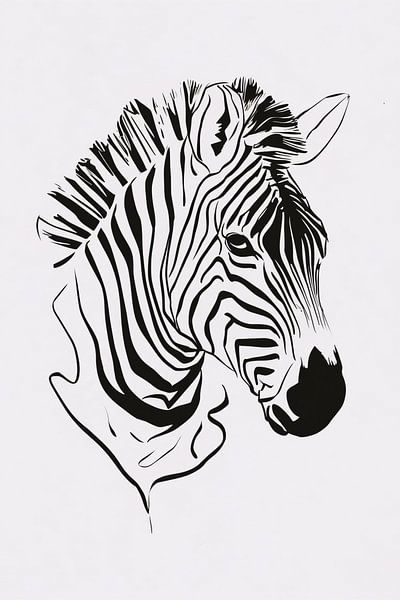 Abstracte zwart-witte zebra lijntekening van Art & Soul Creations