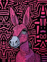 Neon Tribal Ezel - Gedurfde en Psychedelische Muurkunst