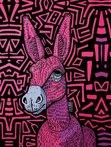 Neon Tribal Donkey - Art mural audacieux et psychédélique