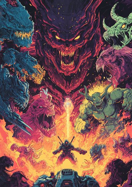 "Epic Inferno Full of Terrifying Creatures" by fredi arlangga