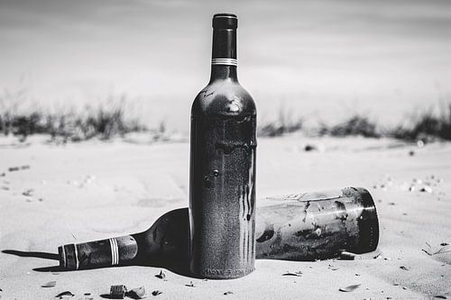 Bouteilles vides sur la plage