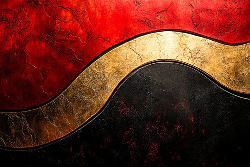 Abstract schilderij rood en goud