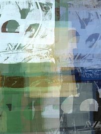 Elegante abstrakte Formen in natürlichen Grün-, Blau-, Grau- und Brauntönen von Abstrakte minimalistische Kunst
