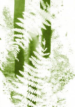 Abstract Green Fern Stripes by Lies Praet