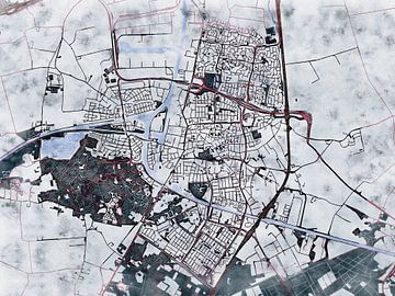 Map of Oosterhout with the style 'White Winter' by Maporia