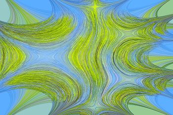 Bomen en lucht, patronen in groen en blauw