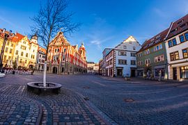 Gotha Market Square with the Town Hall – a historic urban space with an open layout by Mixed media vector arts