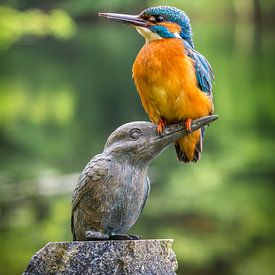 Kingfisher on kingfisher figurine. by Frans Lemmens