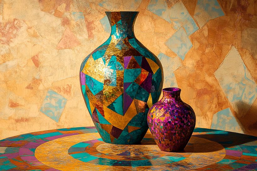 Arrangement de vases géométriques colorés par Poster Art Shop