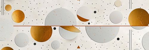 Wit goud en heel veel cirkels als kunst met scheidingslijn als panorama
