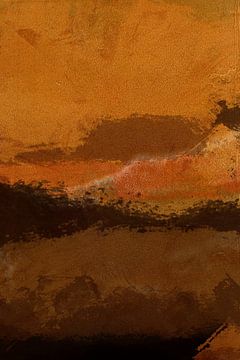 Bruin, terra en zwart landschap. Modern abstract expressionisme. van Dina Dankers