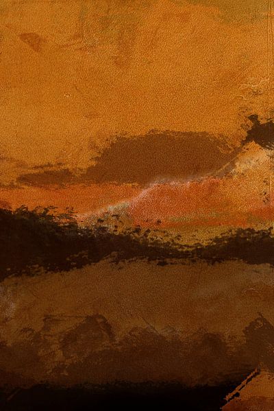 Landschaft in Braun, Terra und Schwarz. Moderner abstrakter Expressionismus. von Dina Dankers