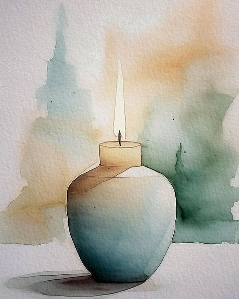 Gelassenes Zen-Gemälde: Beruhigende Flamme von Studio Pieternel