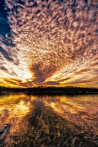 Paysage Coucher de soleil sur le lac Baldeneysee à Essen Allemagne sur Dieter Walther