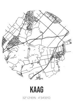 Kaag (Zuid-Holland) | Landkaart | Zwart-wit van MijnStadsPoster