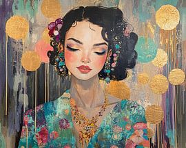 Golden Circles | Colourful Portrait by Eye catching paintings